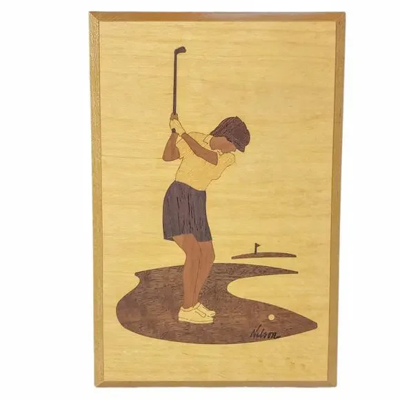 Jeff Nelson Woman Lady Golfer Driver Hudson River Wood Inlay Marquetry Golf - Picture 6 of 8